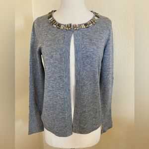 NWT Banana Republic Grey Wool Cardigan with Jeweled Crystals Cardigan Size S